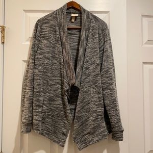 Knox Rose Cardigan- silver in black marled knit